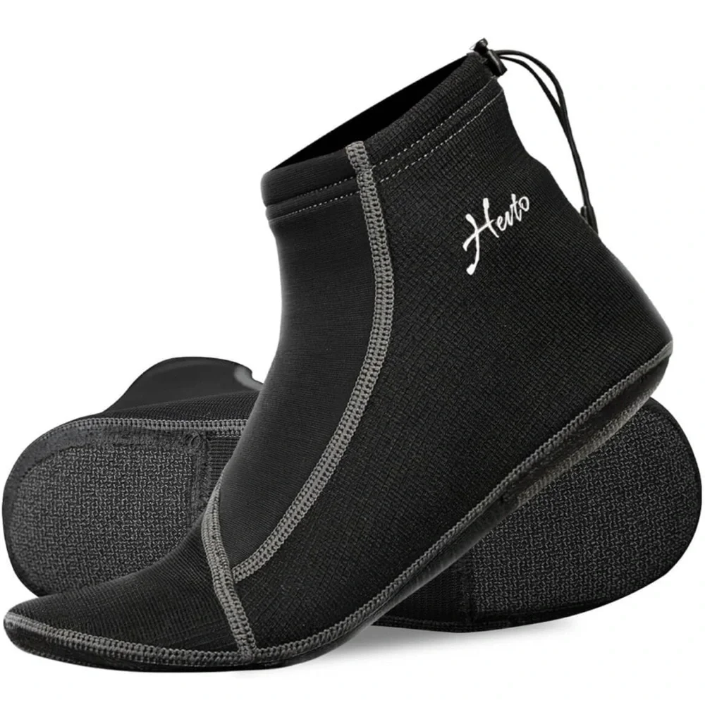 Hento Men’s Black Water Shoes – Lightweight Neoprene Aqua Socks